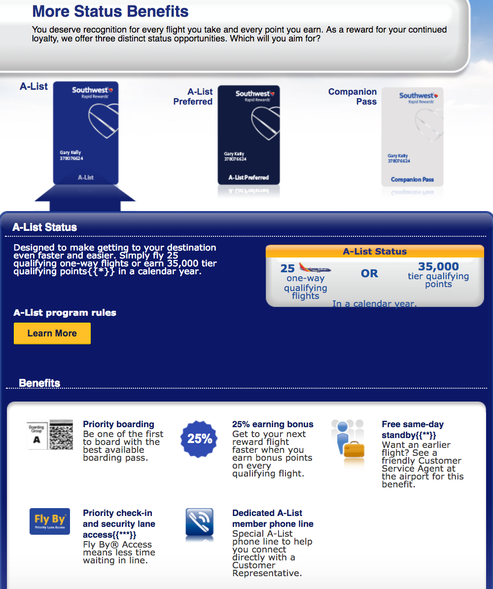 Status match to Southwest AList elite status The Points Guy