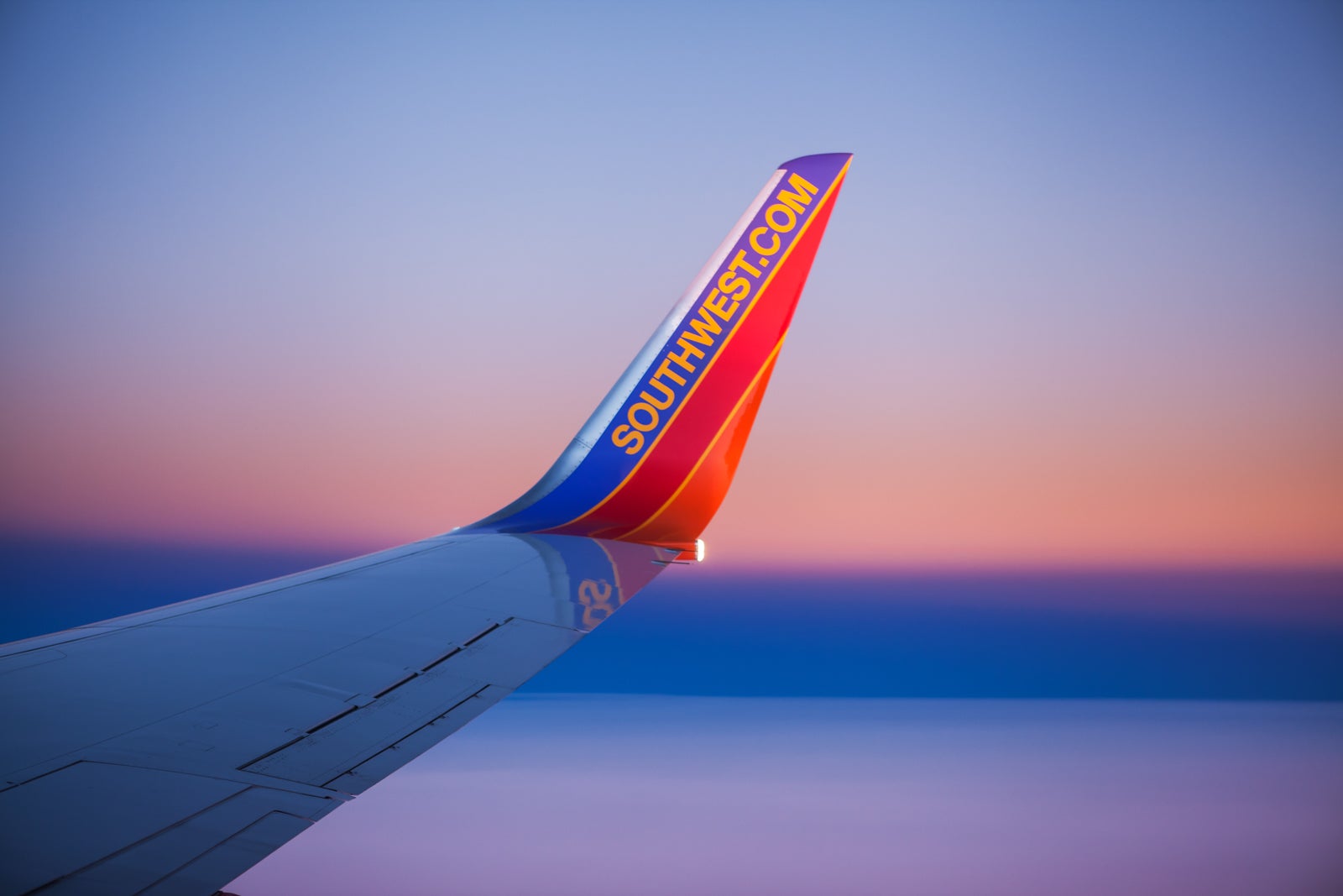 Southwest Airlines Boeing 737 Winglet against Sunset Sky