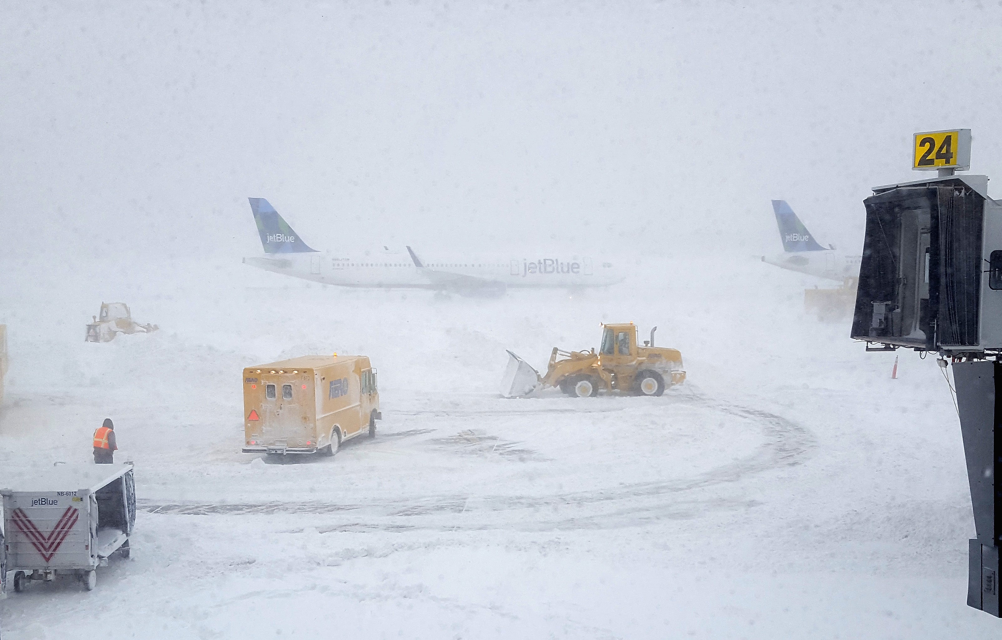 How do pilots take off in a snowstorm?