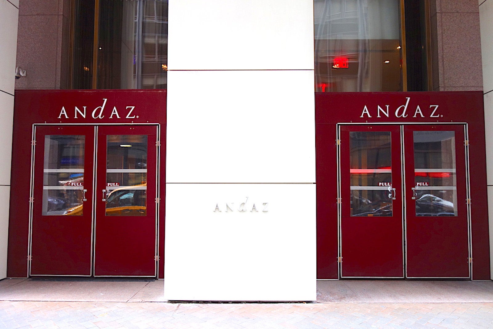 red doors entering the Andaz