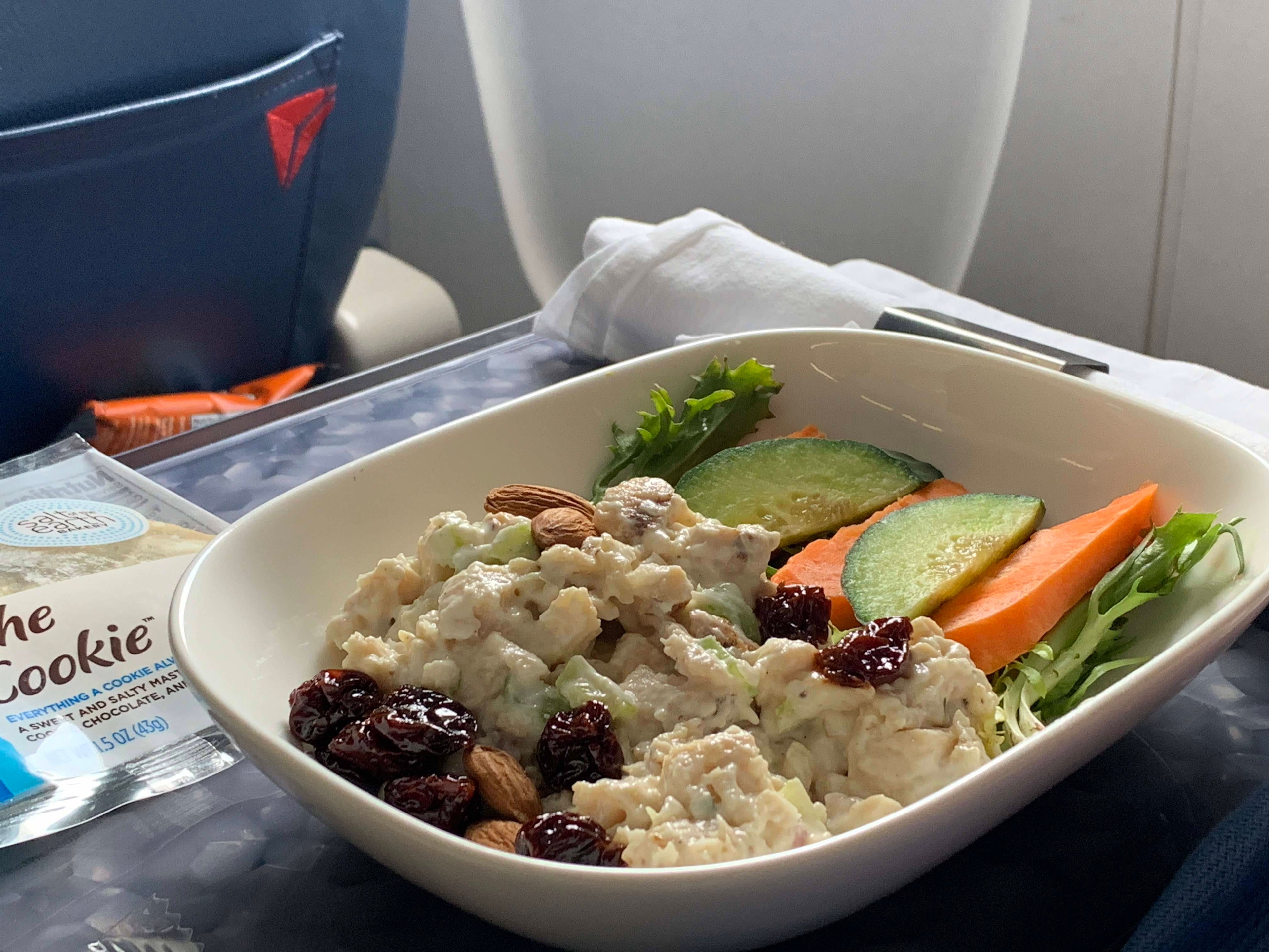 Delta First Class Meal chicken salad