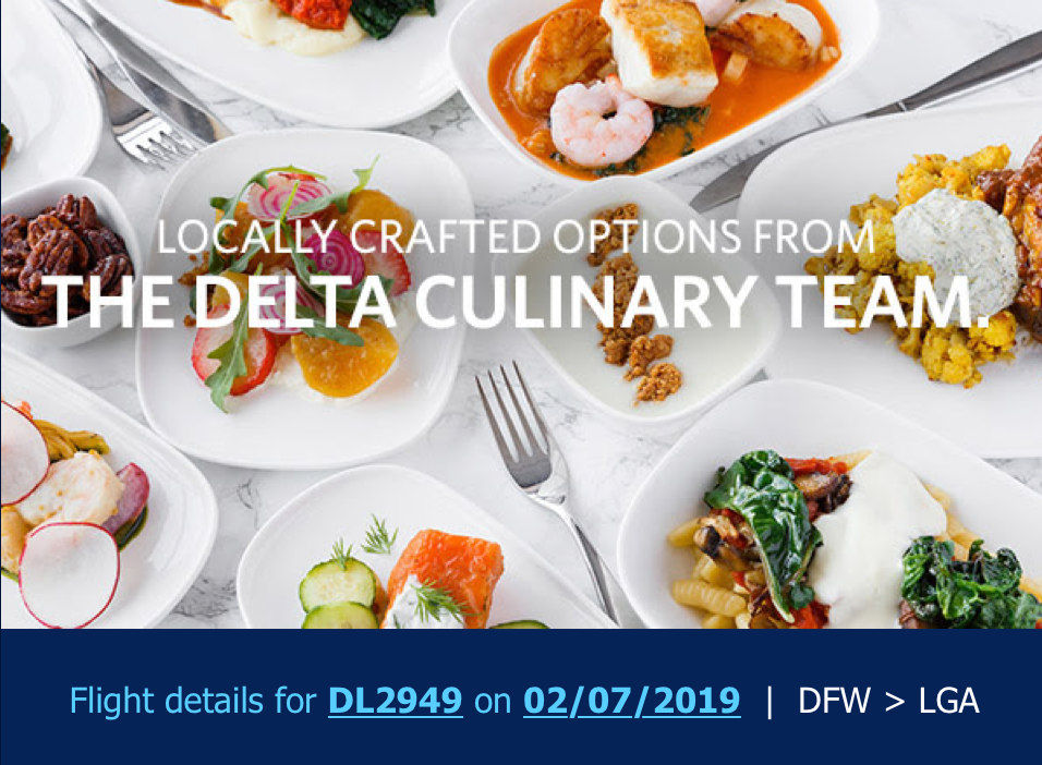 Delta one pre select 2025 meals