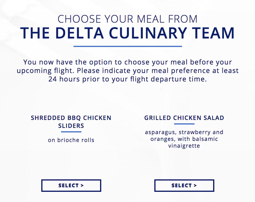 DELTA AIRLINE MEAL SELECTION visual data 6