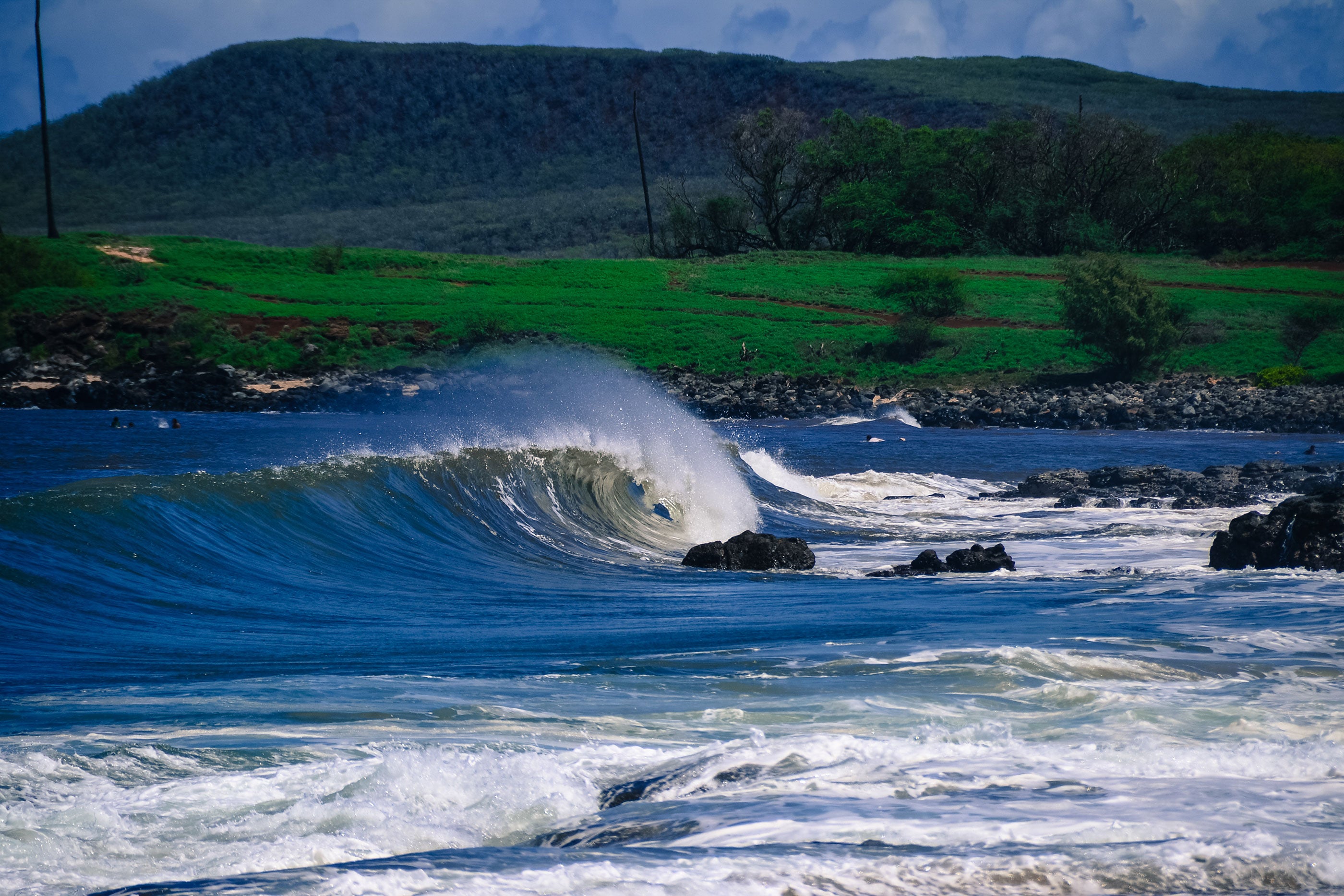 Waves crash in Molokai, Hawaii