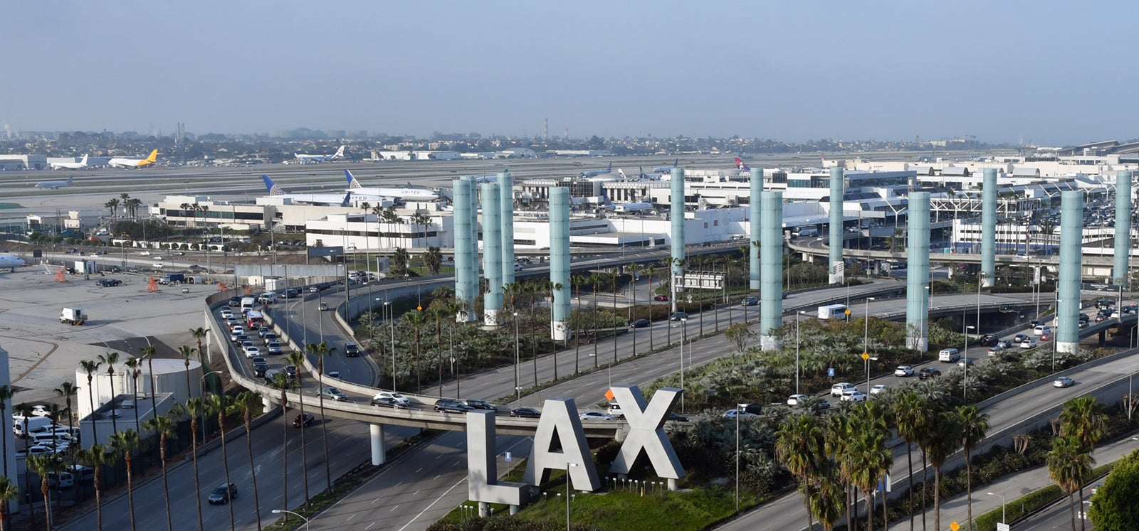 VIEW OF LAX SIGN FROM H HOTEL, LOS ANGELES