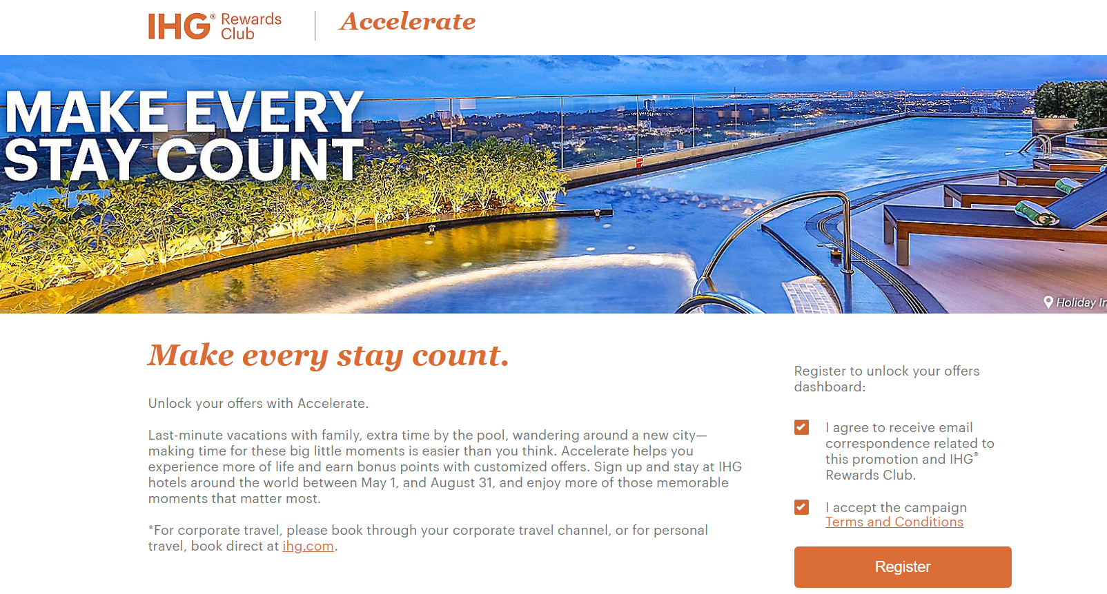 Register Now for IHG's Summer Accelerate Promotion to Earn Bonus Points