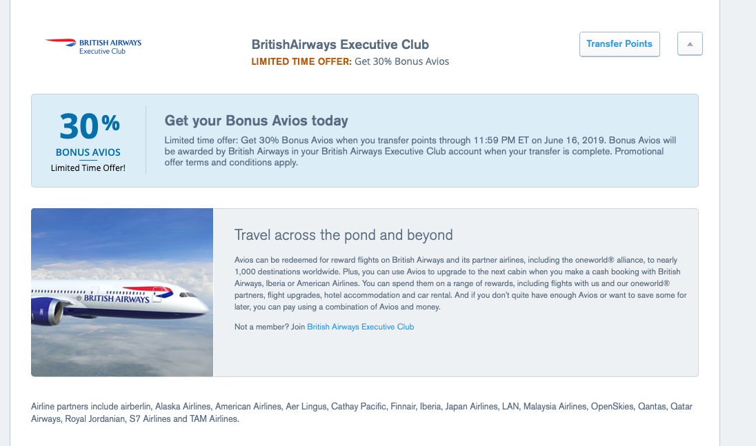 Chase Launches First-Ever Transfer Bonus: 30% For British Airways Avios ...