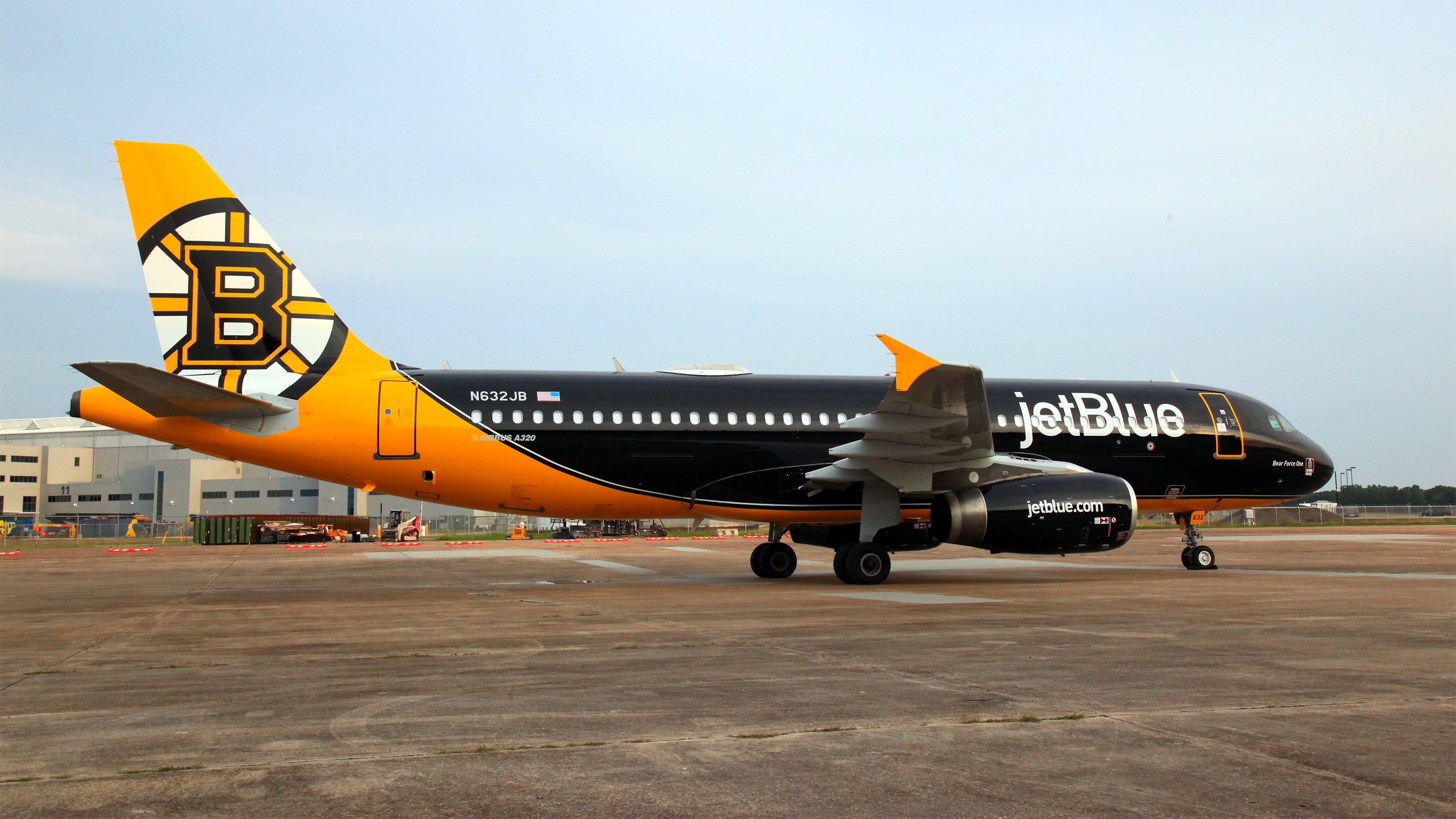 JetBlue's "Bear Force One" is the airline's first NHL-themed livery and its third dedicated to a Boston professional sports team