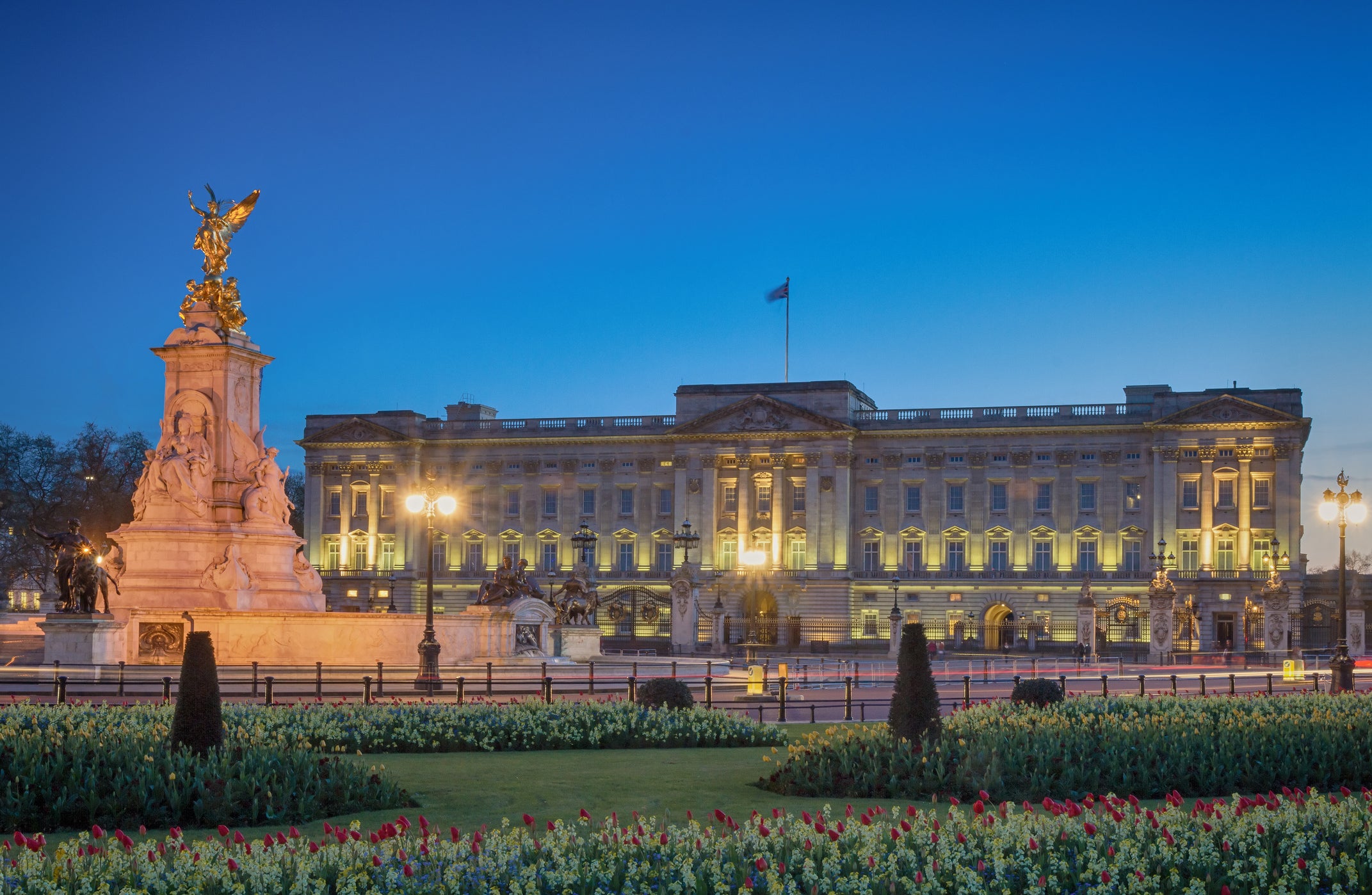 Buckingham Palace during twilight