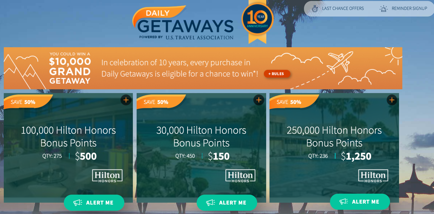 Flash Sale Buy Hilton Honors Points at 50 off Through Daily Getaways