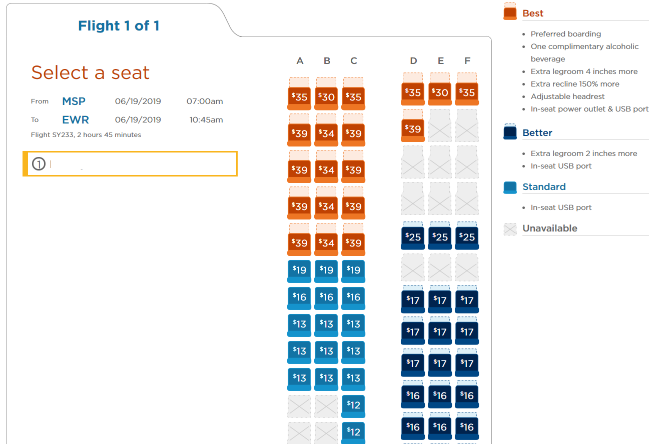 Sun Country Airlines Seating Chart
