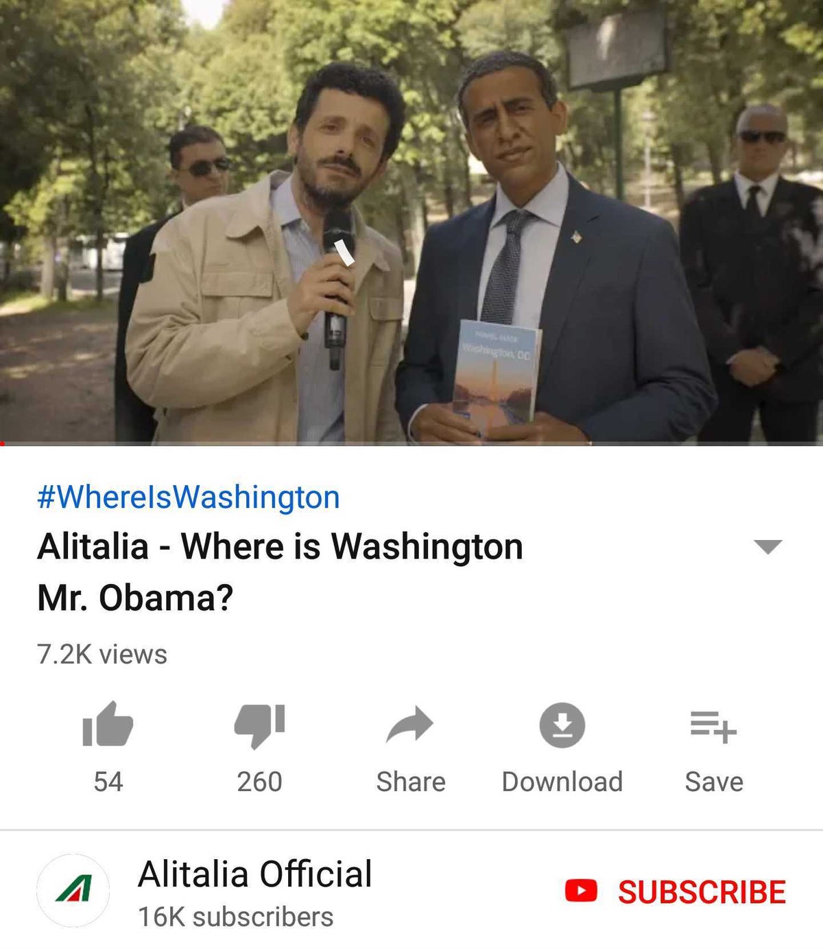 Alitalia Releases Ad for New Washington Flights Featuring Actor in