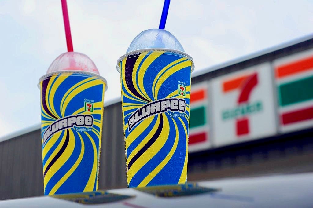 An illustration of Two, 7-Eleven Slurpee