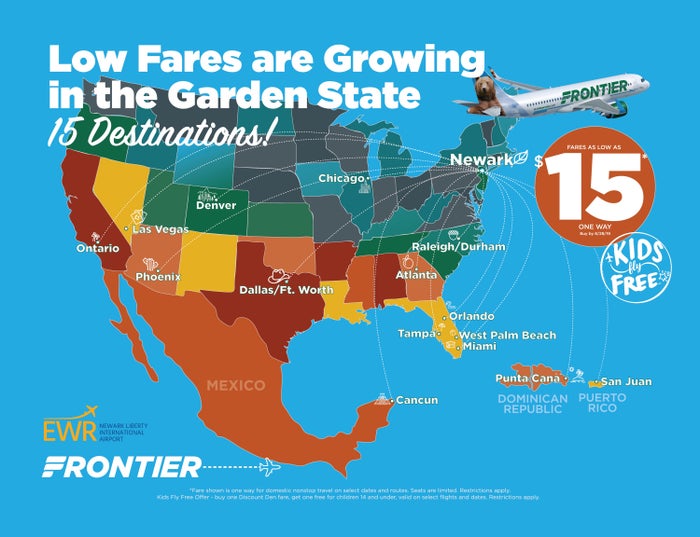 As Southwest Exits, Frontier Airlines Expands to Newark With 15 Routes