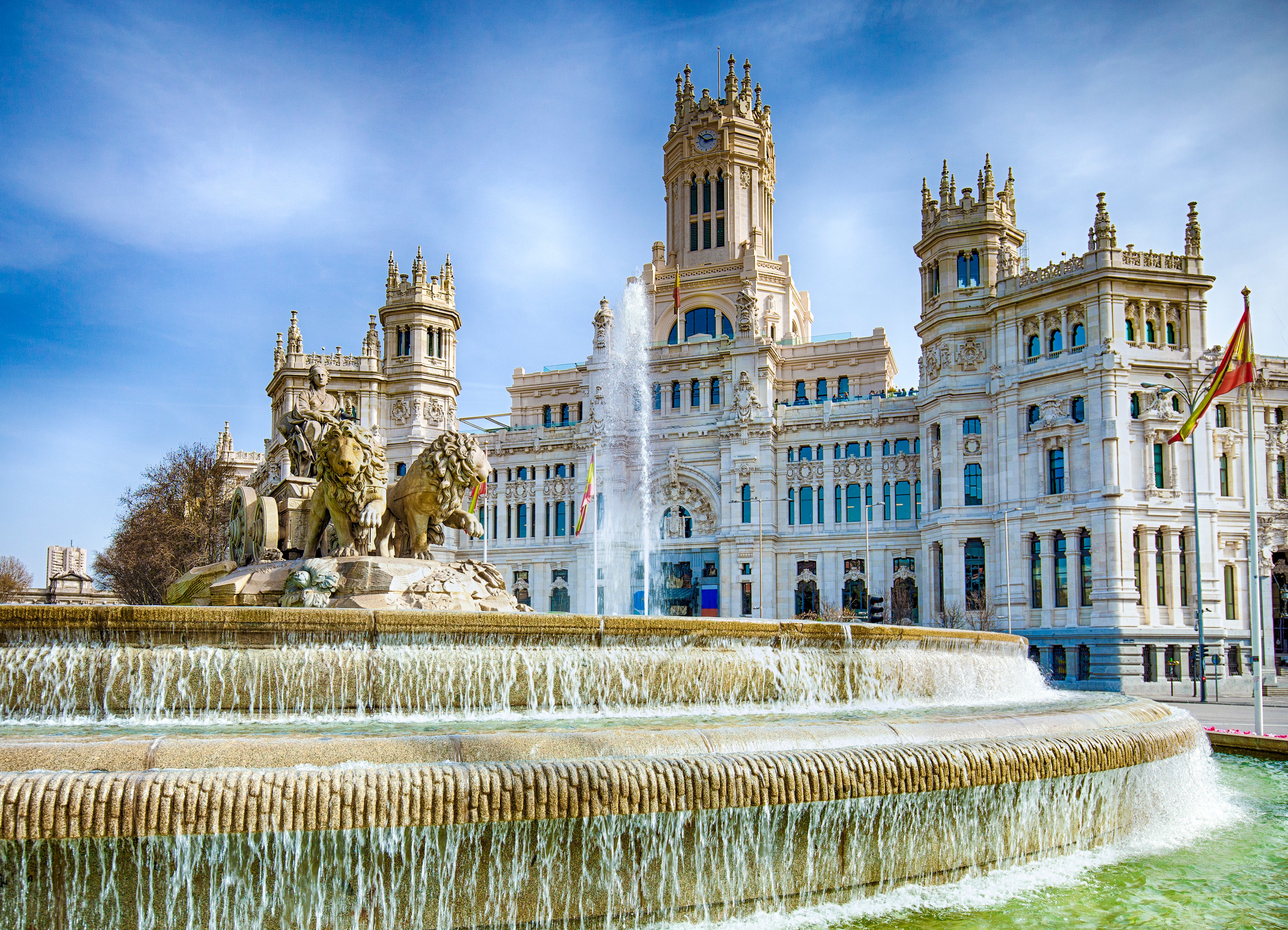 Cibeles Fountain In Downtown Madrid, Spain