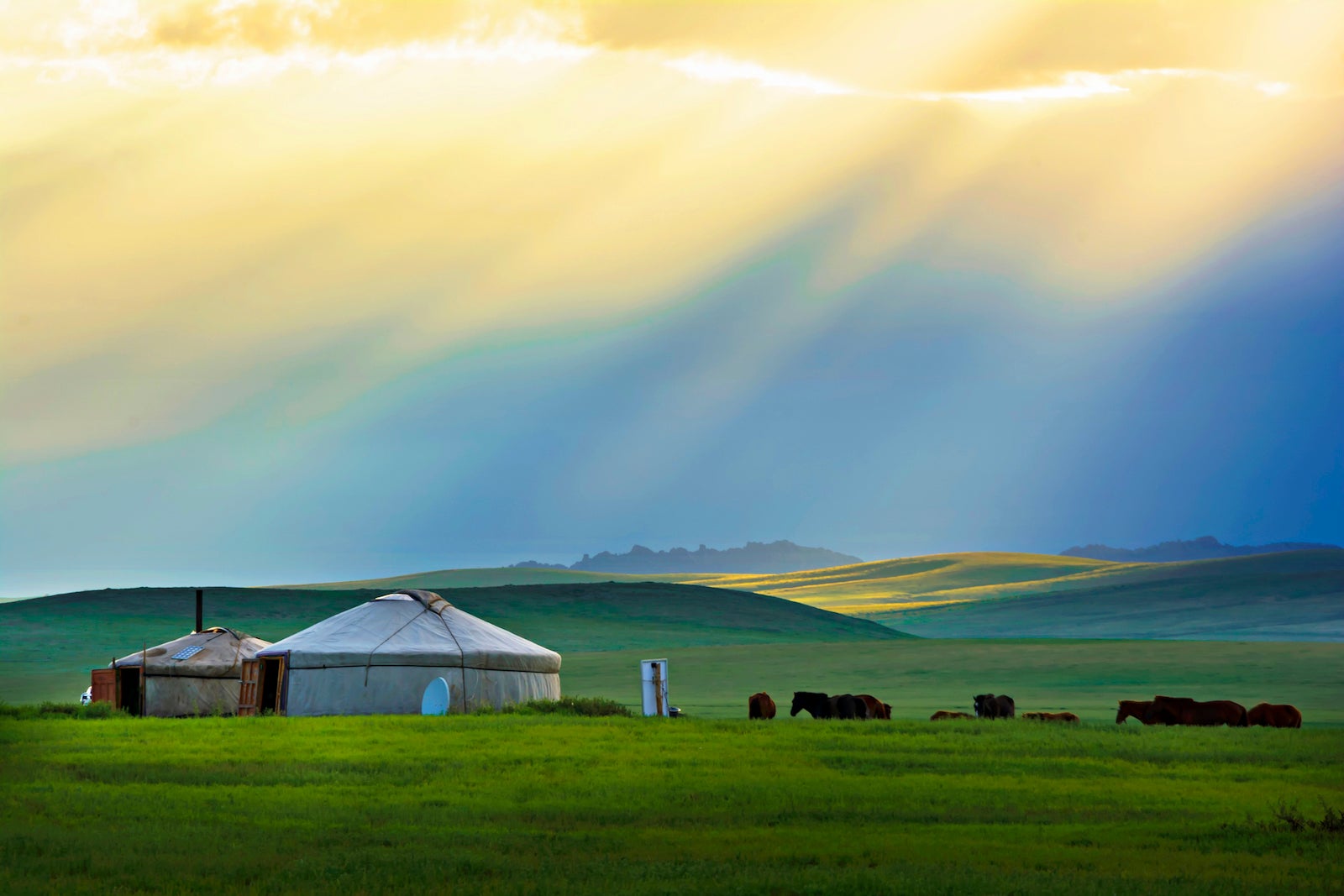 Beautiful sunset in Mongolia.