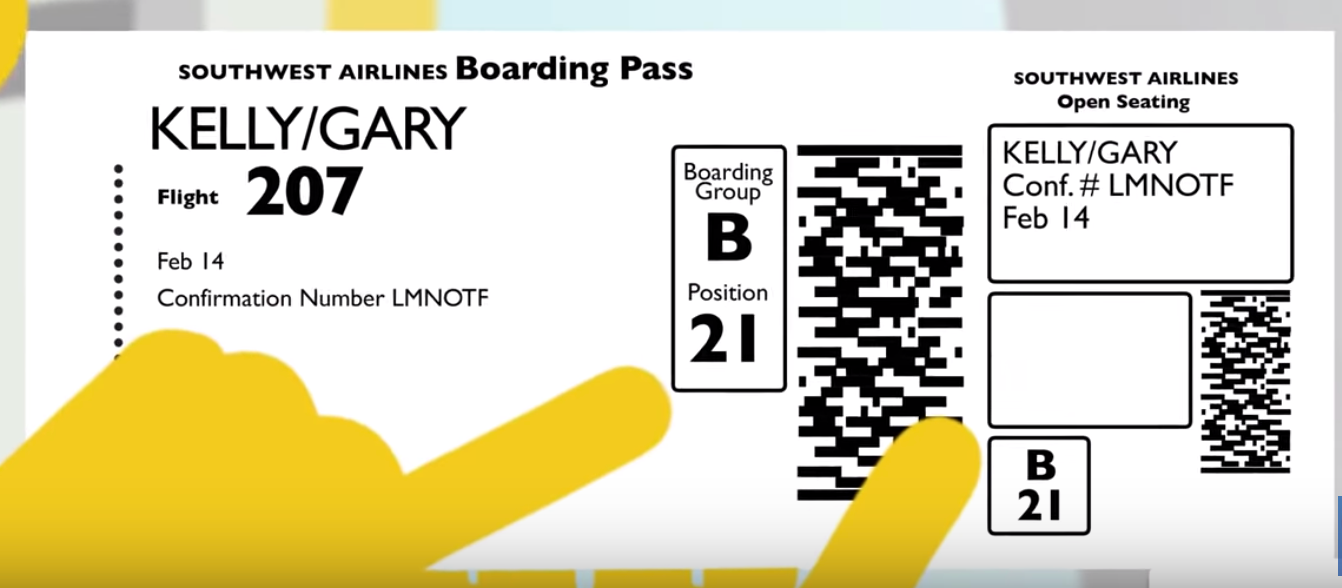 Check In Boarding Pass Southwest Airlines E START 