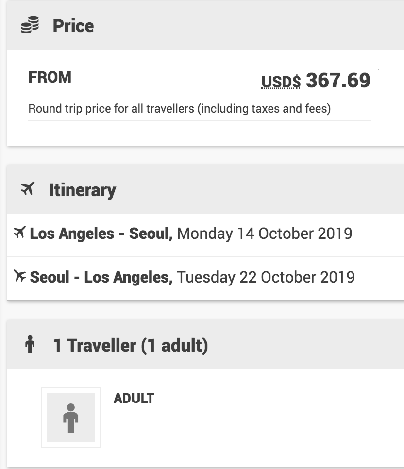 Flights to Japan, Korea and Thailand Have Dropped to 368 R/T The