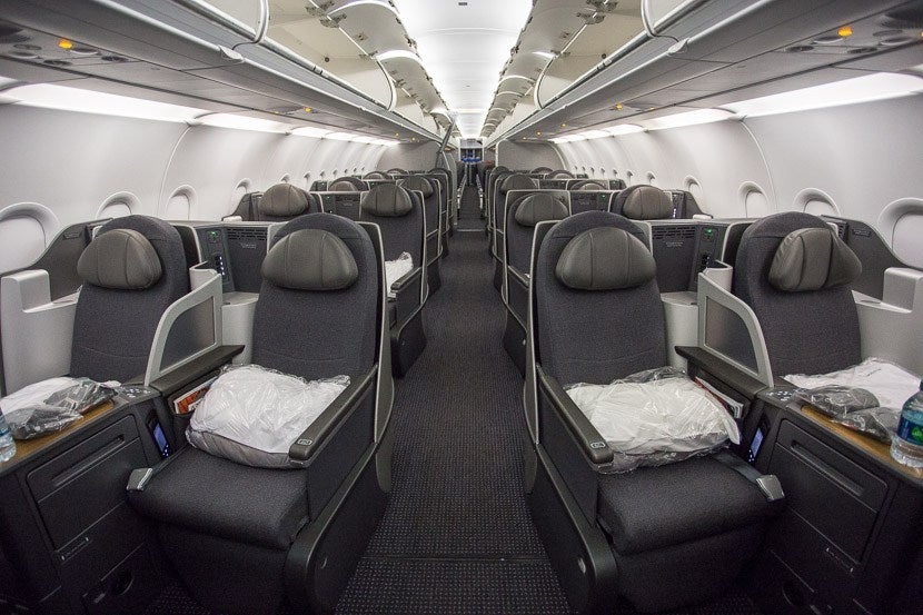 American Airlines business class on an Airbus A321T