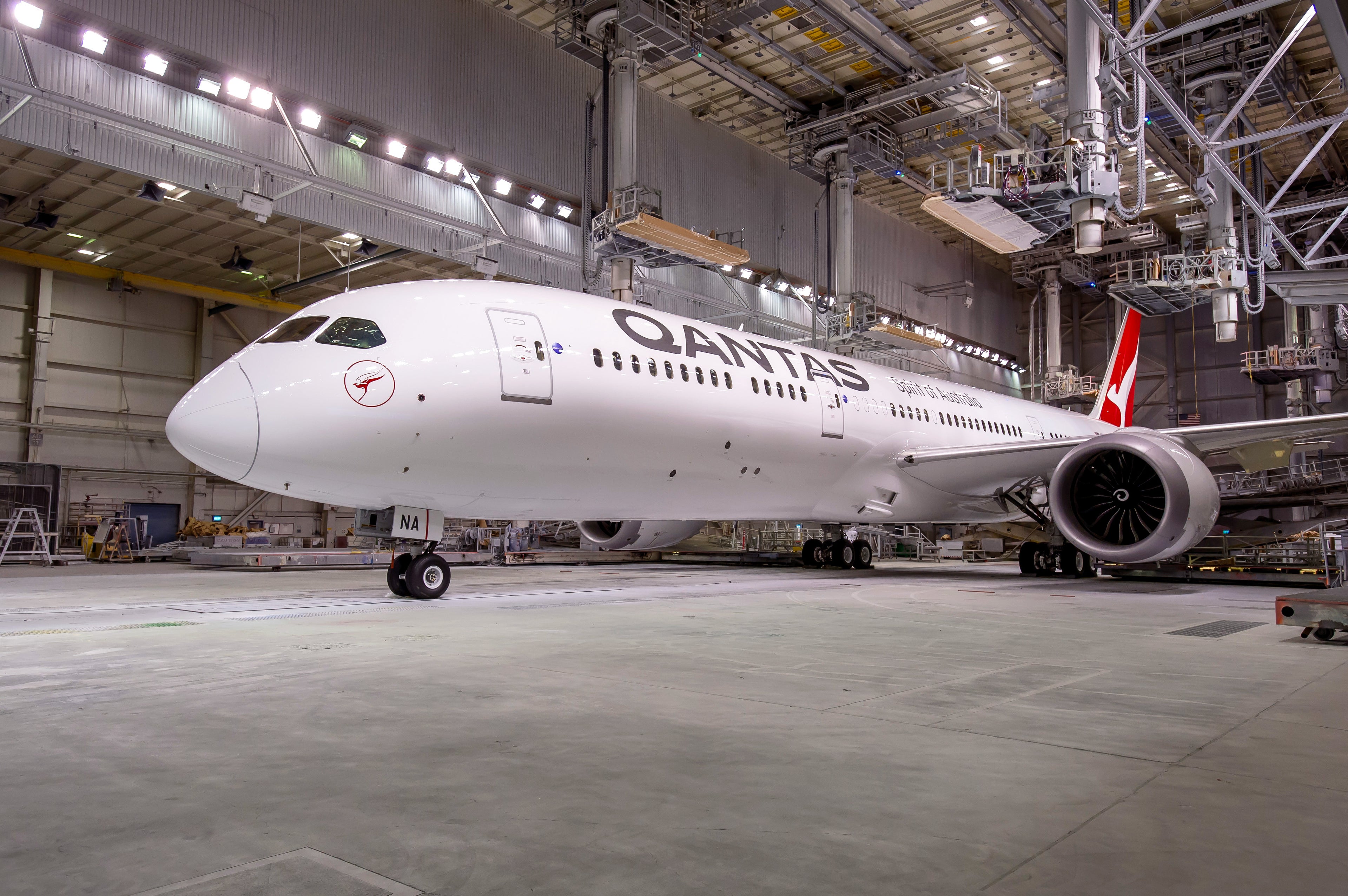 787-9 QAN #615-ZB269_ Paint Hangar Roll-Out