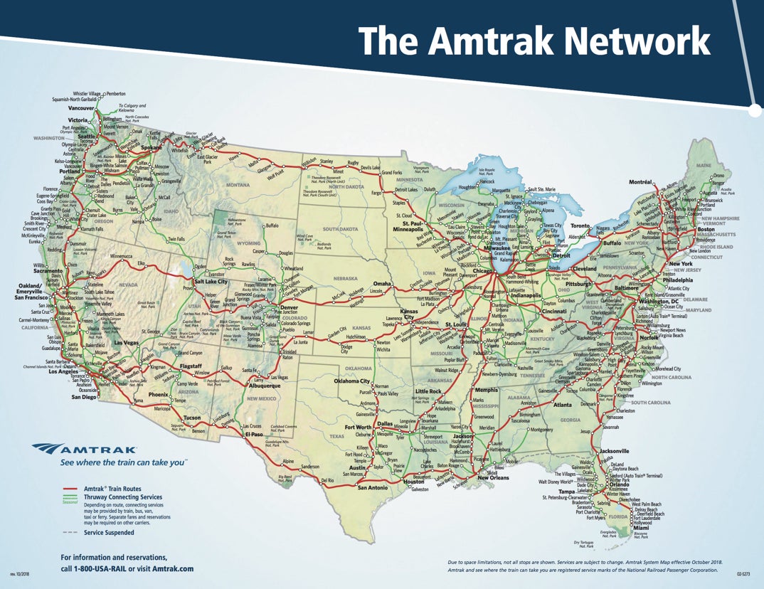 What routes does Amtrak serve?