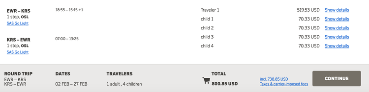 Buy 1ticket on SAS and fly up to 8 kids free The Points Guy