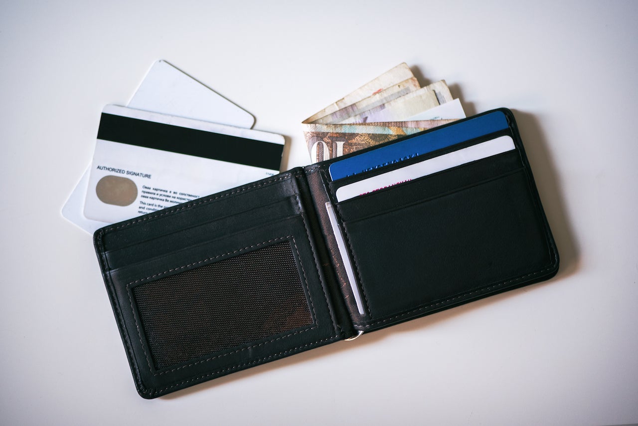 Wallet with cash and credit cards