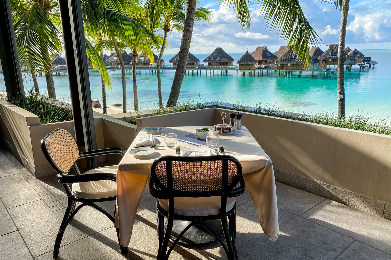 Conrad Bora Bora breakfast with a view of the lagoon