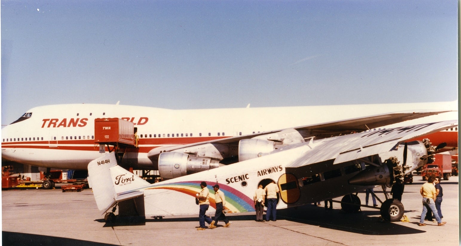 Ford TriMotor with TWA 747 1985