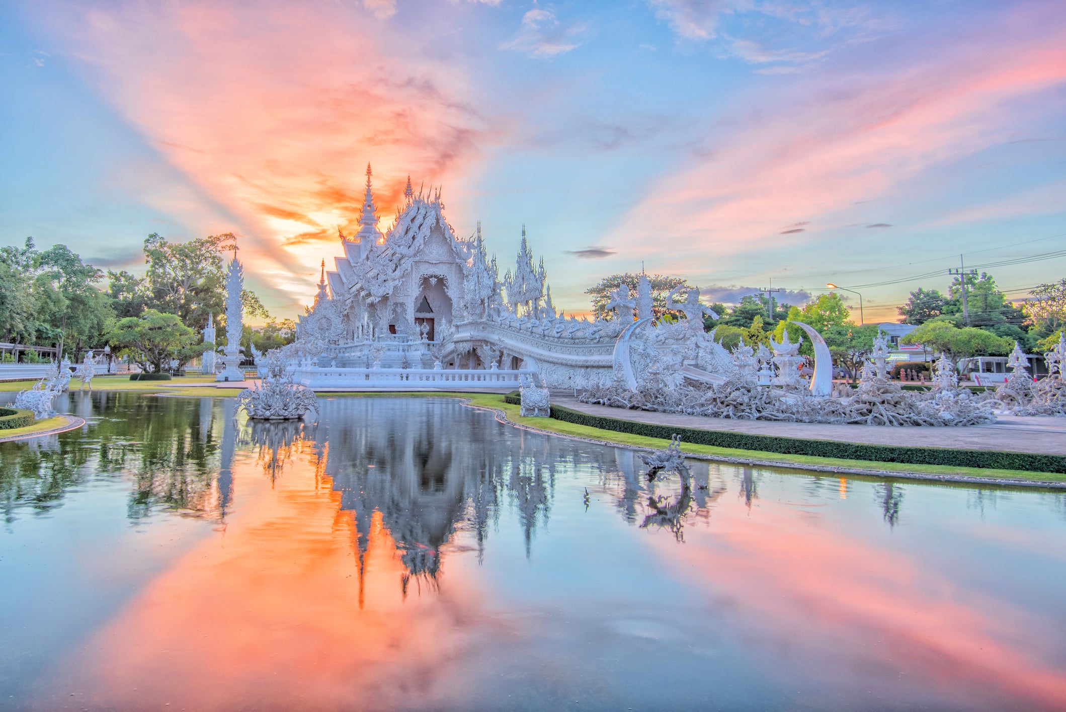 Wat Rong Khun or white temple in Chiang Rai,Thailand