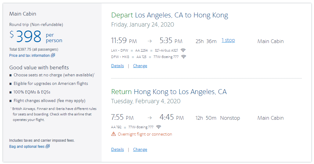 Applying Systemwide Upgrades, mileage upgrades on AA's longest flights