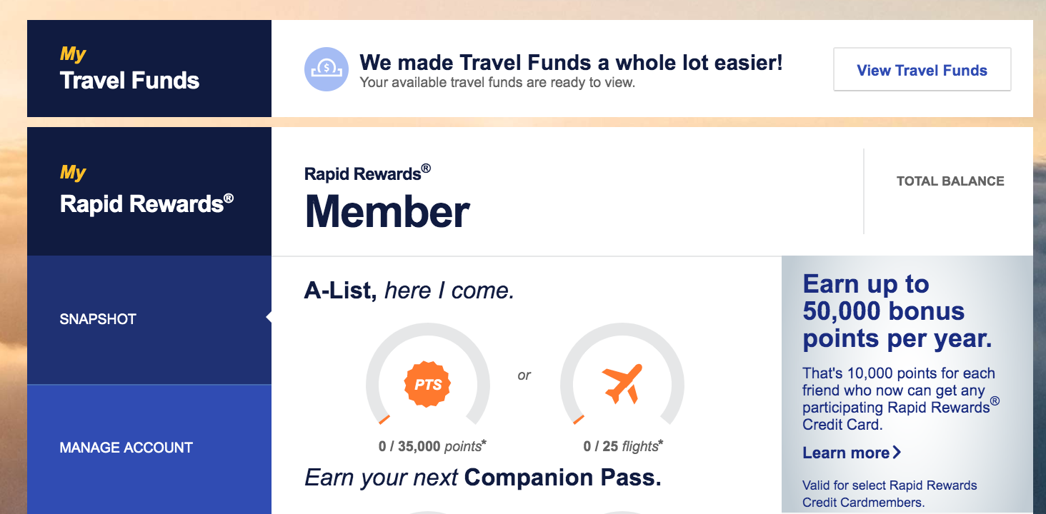 southwest.com travel funds