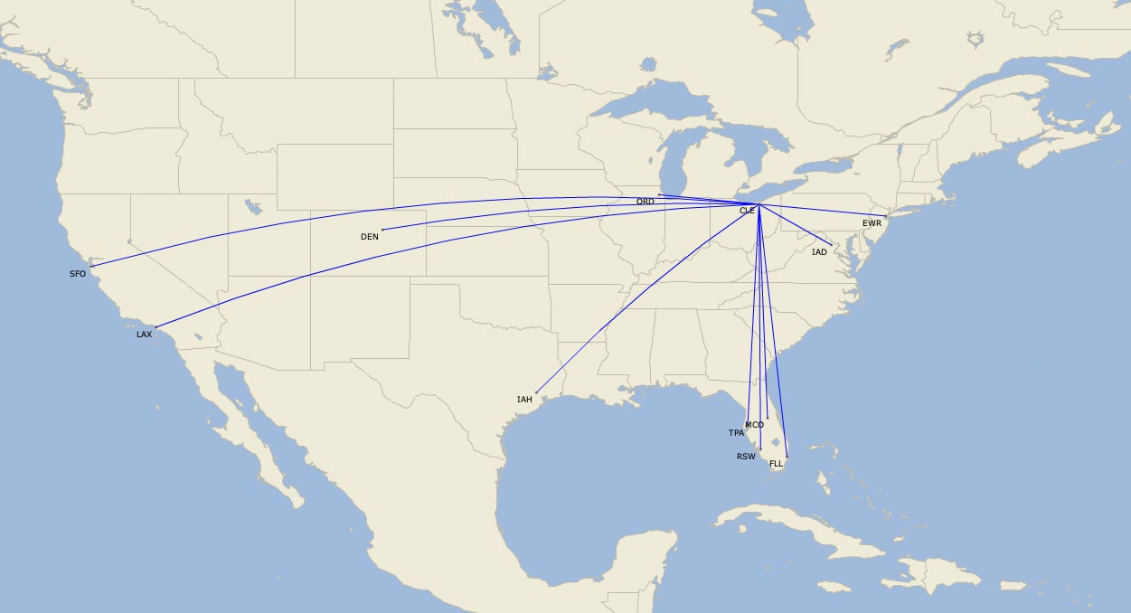 United Airlines exits 2 non-hub routes from Cleveland United Airlines exits 2 non-hub routes from Cleveland