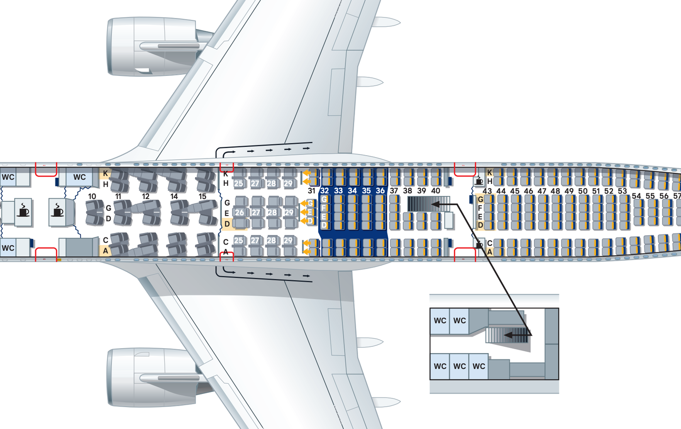 There's a surprise hidden under coach on Lufthansa's A340