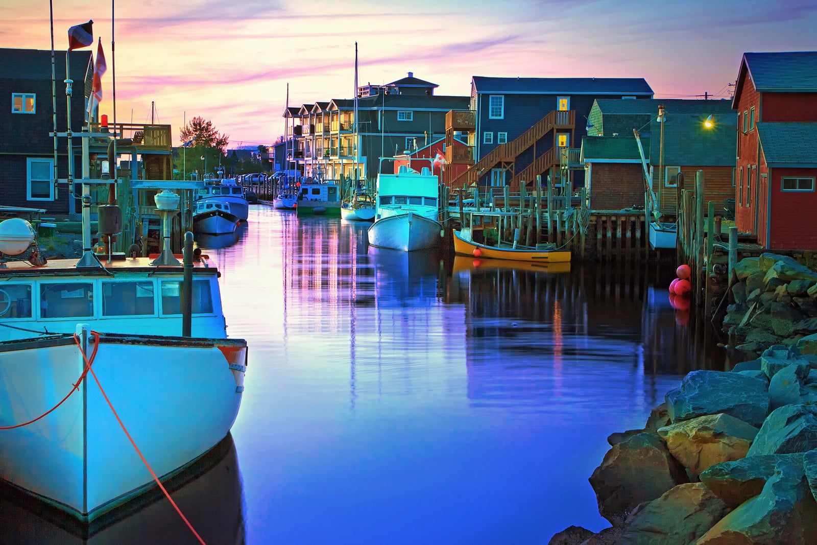 Fisherman's Cover, Halifax, Nova Scotia - boats at dusk