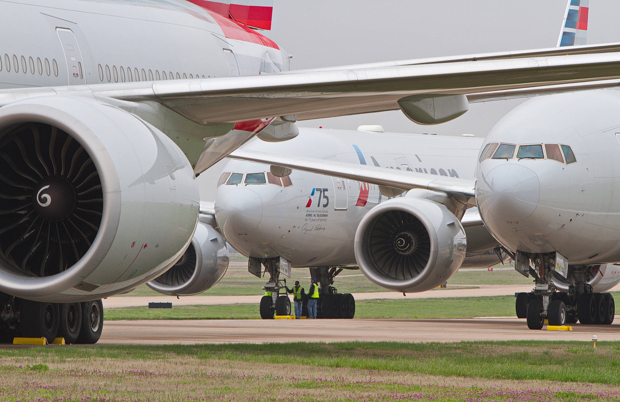 AA parked planes at various locations including Tulsa and Pittsburgh. Photos courtesy American Airlines.