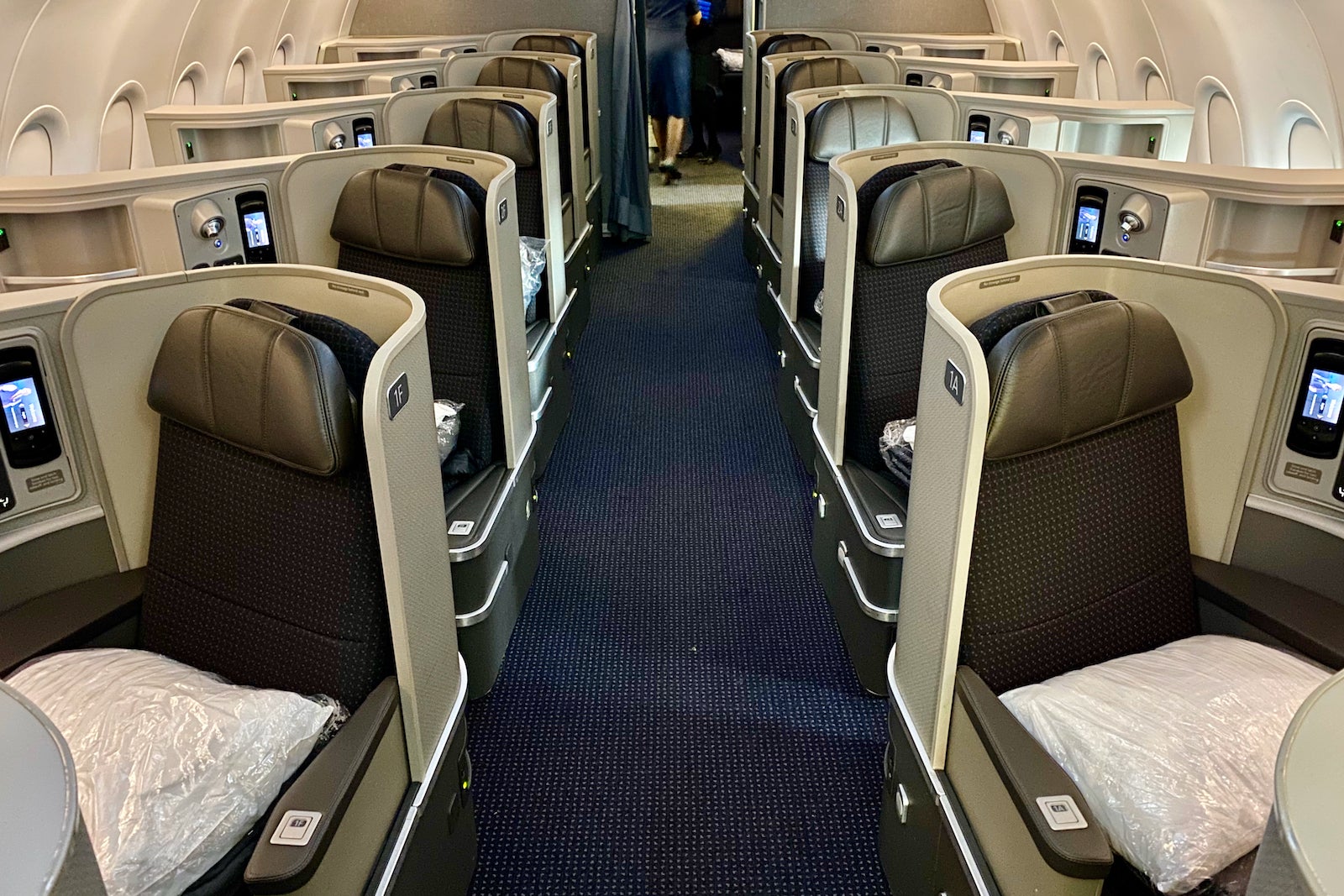 airplane cabin with empty seats