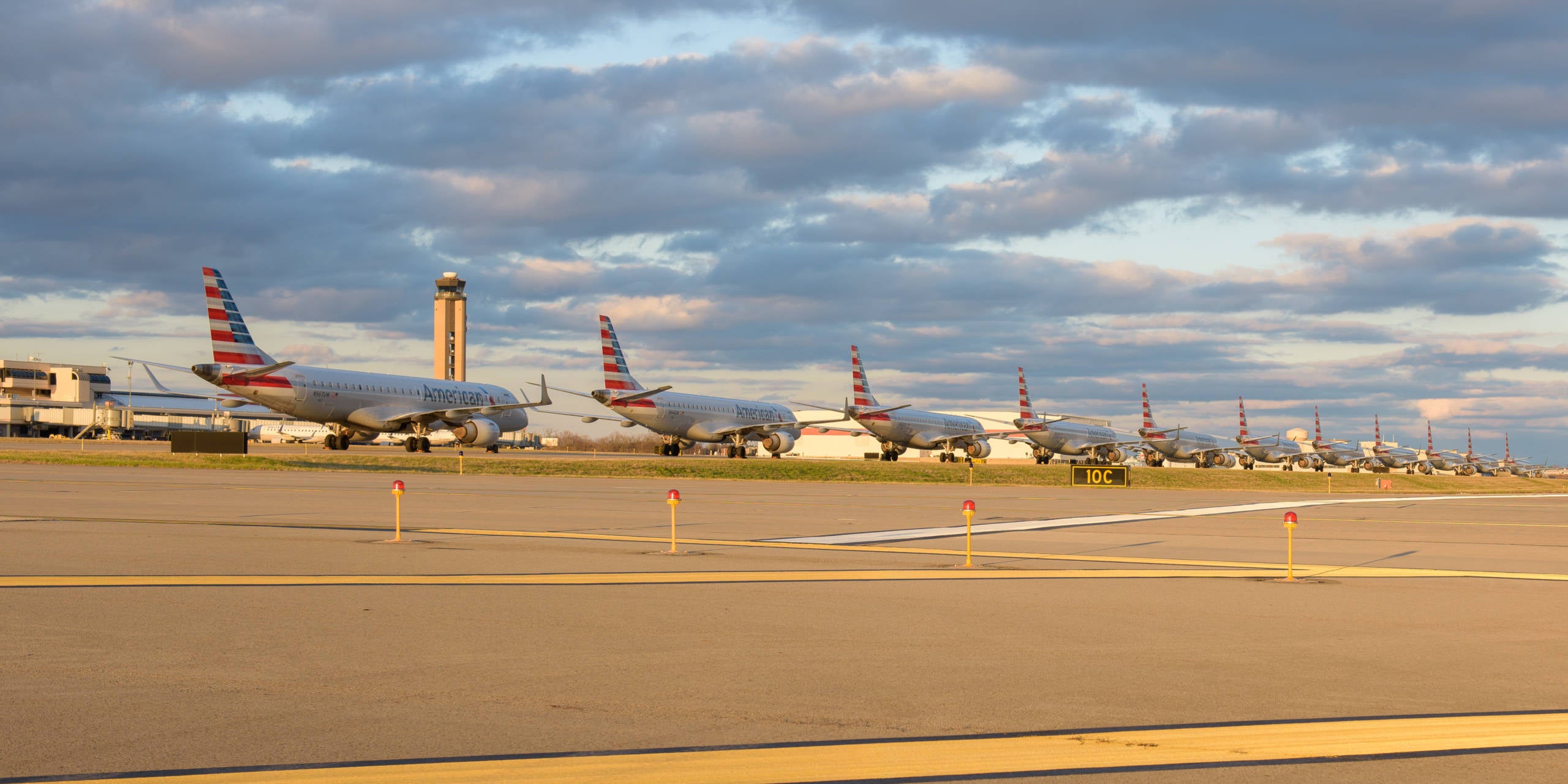 American Airlines planes parked in PIttsburgh after coronavirus