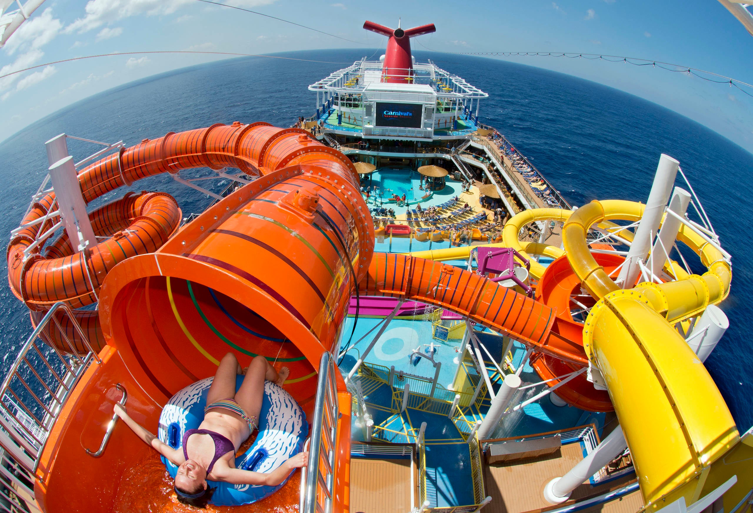 princess cruise ship with waterslide