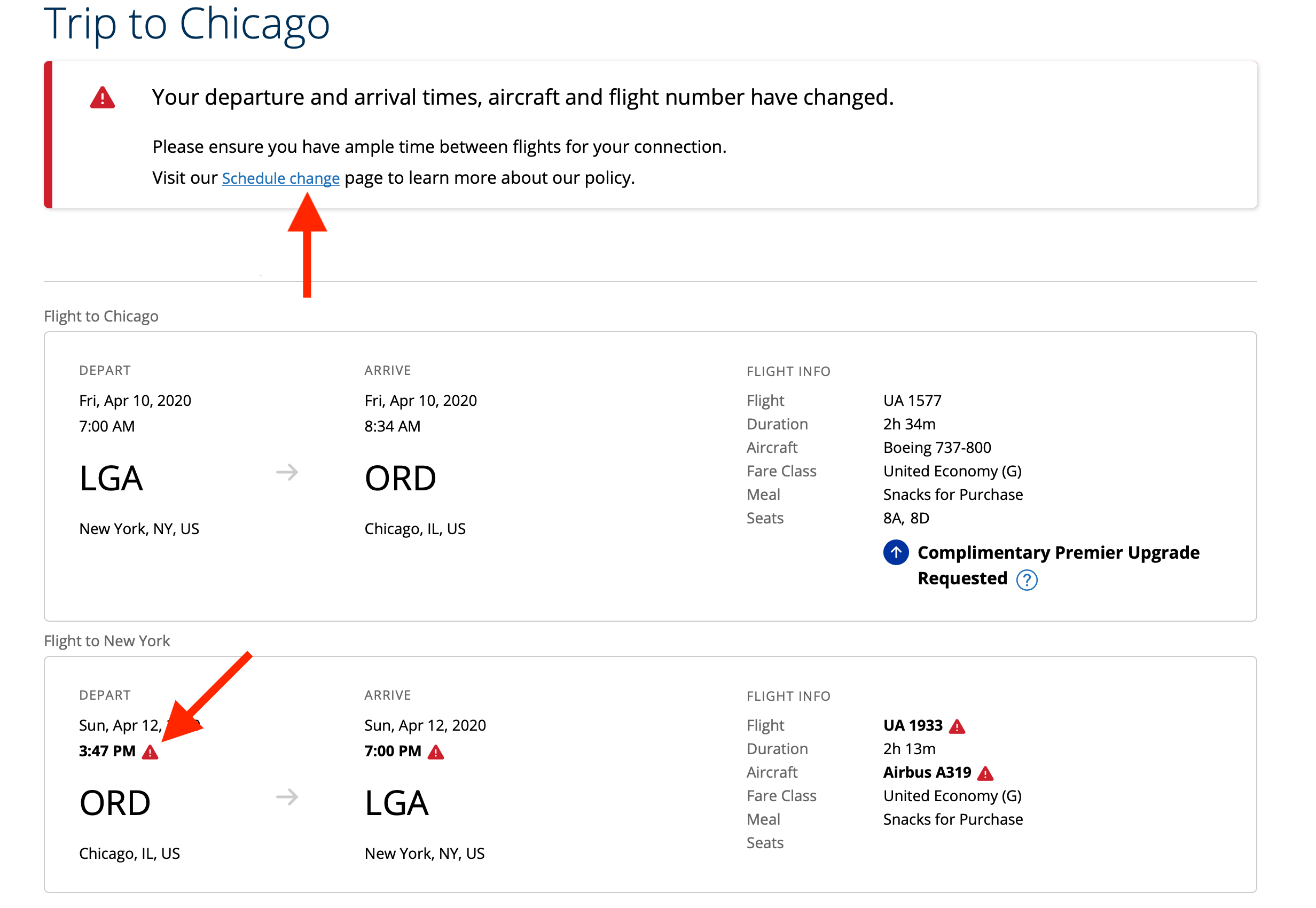 An example of a united schedule change