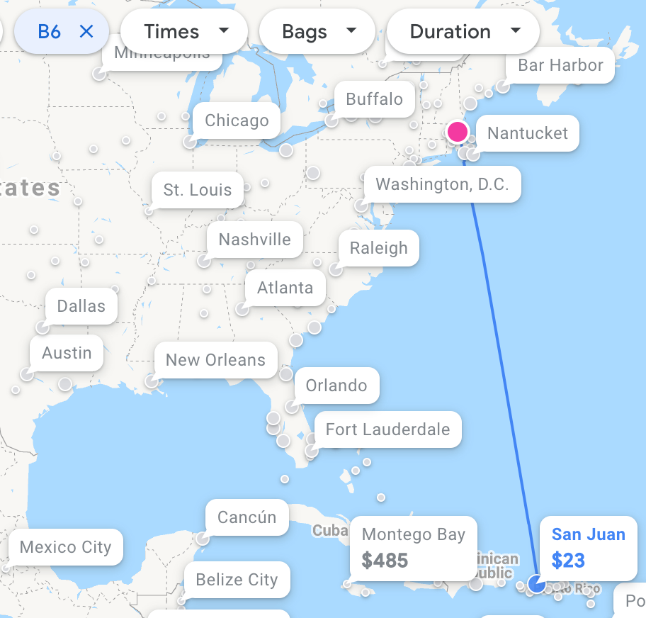 Insane deal 200 JetBlue points from Boston to Puerto Rico, roundtrip