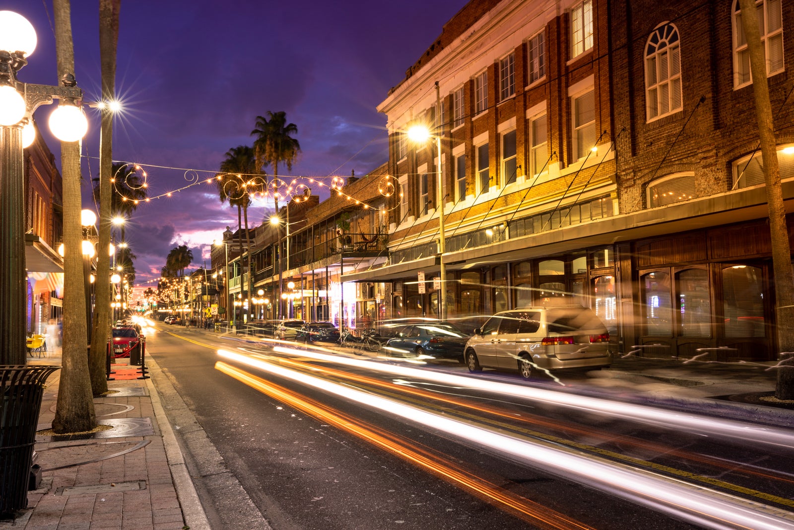 Ybor City at night in Tampa Florida USA