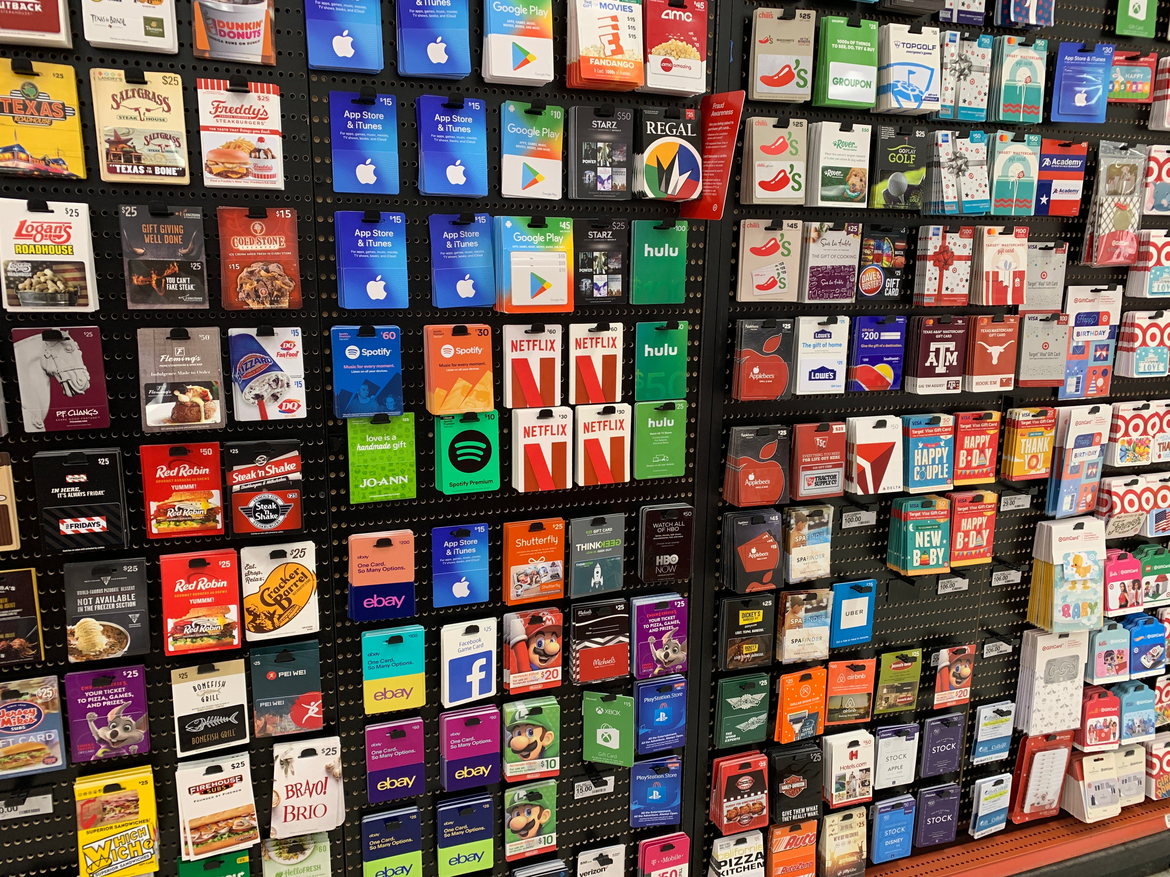 Gift cards on sale at a store