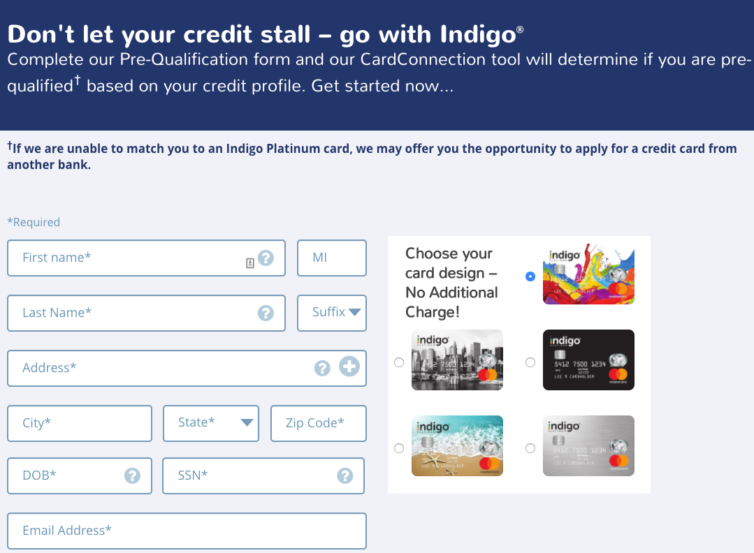 indigo mastercard for less than perfect credit