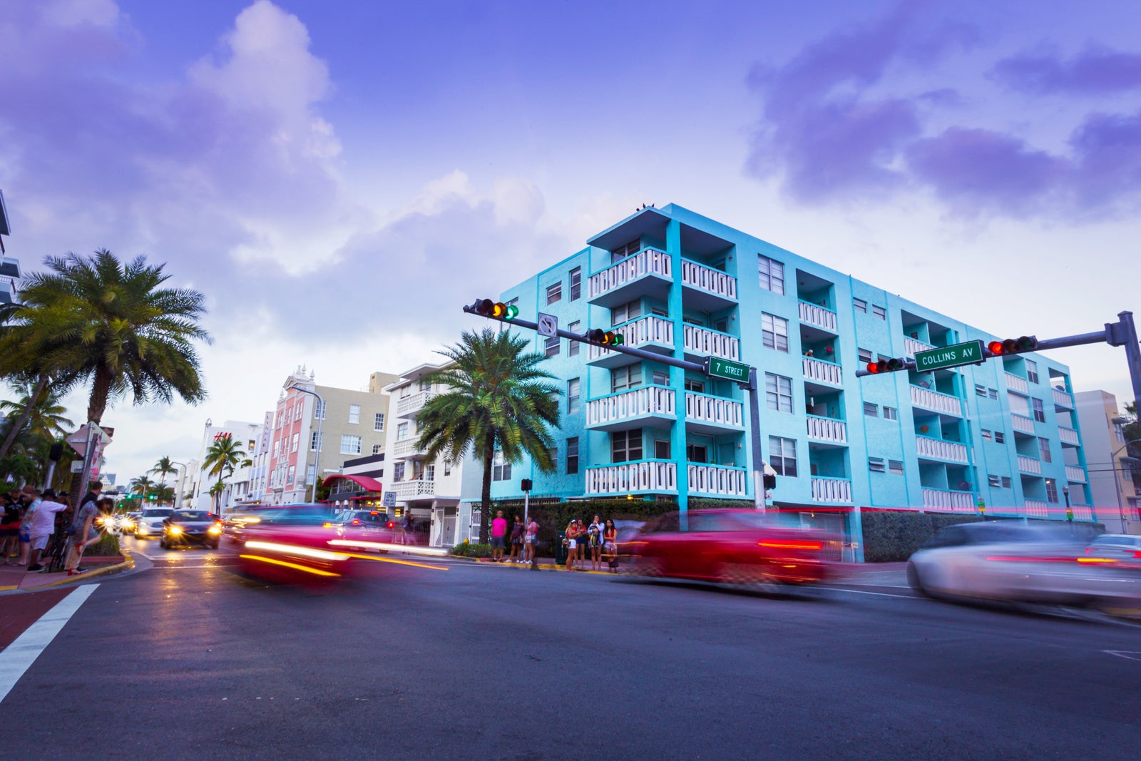 Ocean Drive daylight scene at South Beach, Miami, USA.