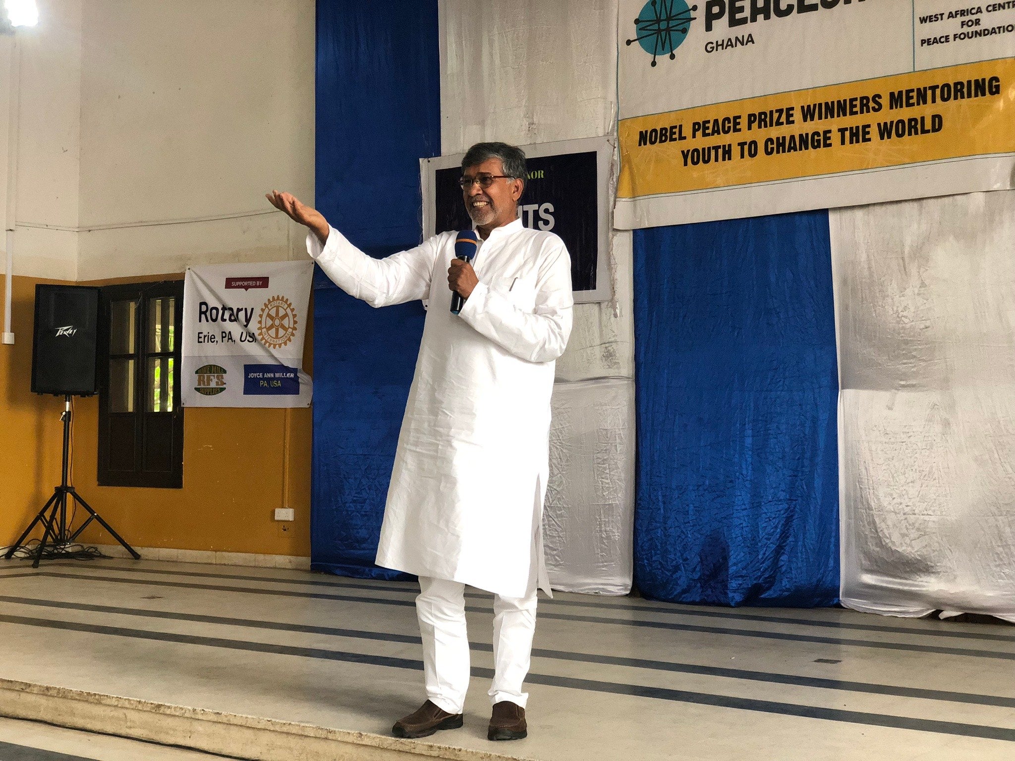 Kailash Satyarthi from PeaceJam Ghana. (Photo by Becca Manheimer)