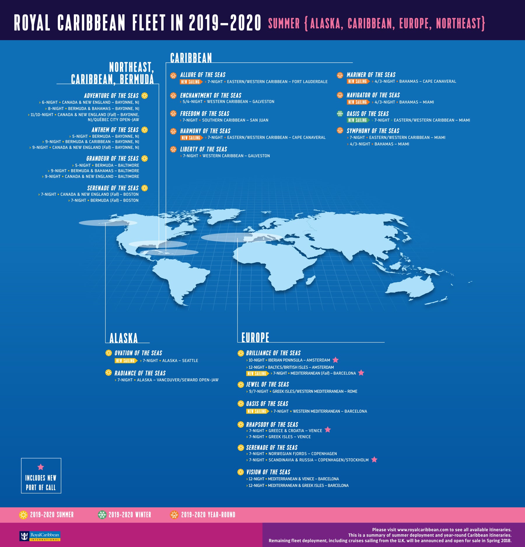 Royal Caribbean 2024 Cruise Schedule By Month Rica Moreen   1510073174 RC 2019 2020Deployment V5 