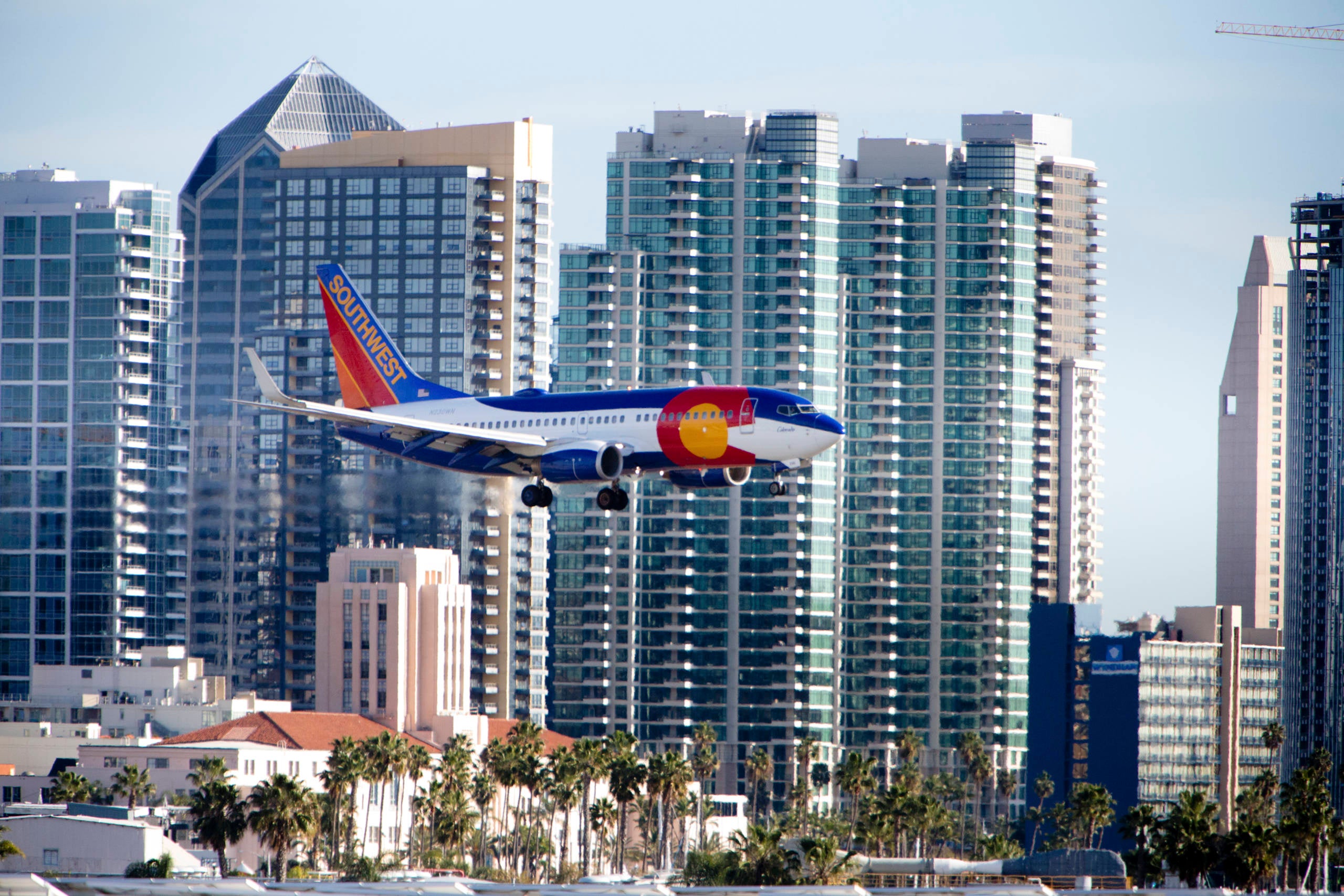 Southwest Boeing approaching airport