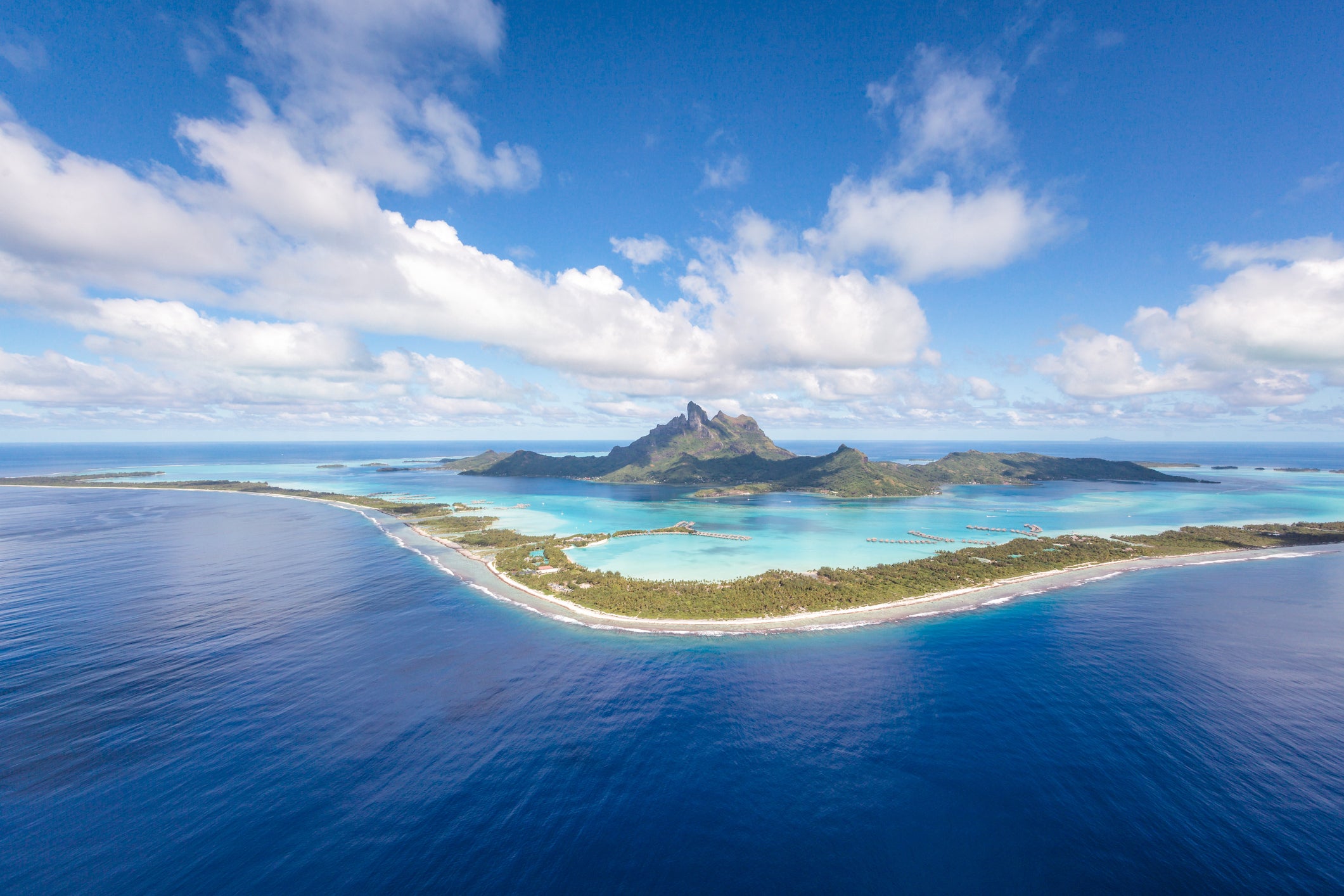 Aerial view of the island of Bora Bora, French Polynesia