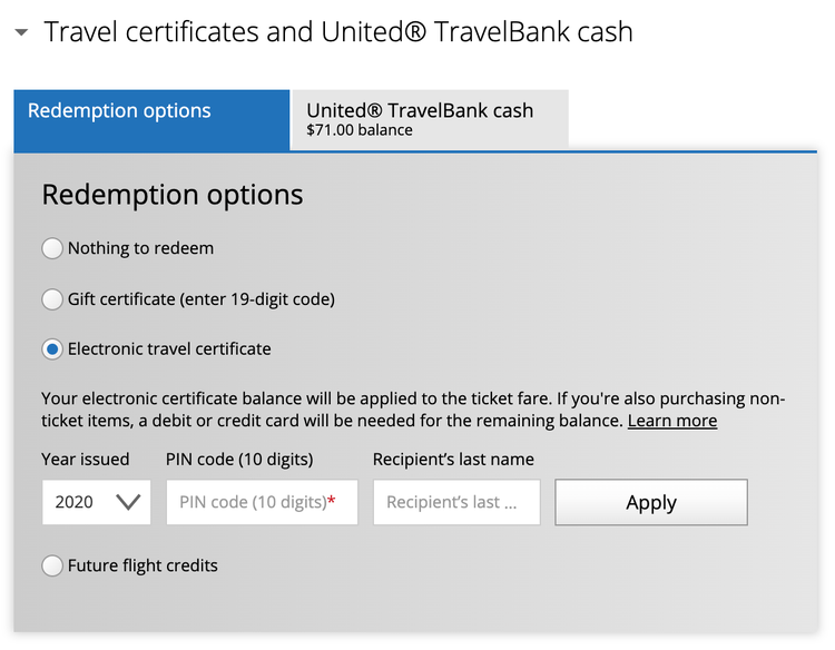 united travel credit policy